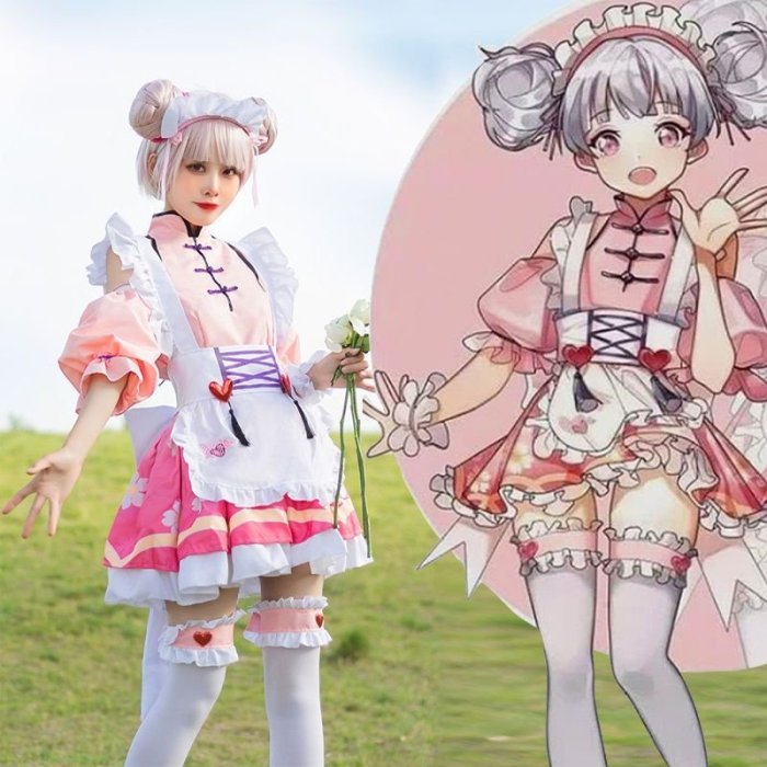 下殺 女僕 cos服cosplay服裝 日系櫻花和服cosplay服裝小喬大喬女僕裝cos服裝蘿莉lolita洋裝