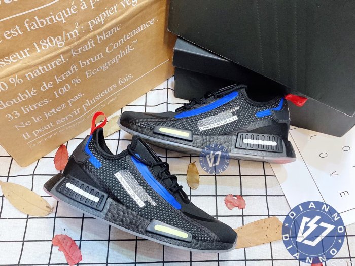 現貨帝安諾- 實體店面Adidas 愛迪達NMD R1 Spectoo 黑藍黑色藍色黑魂