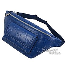 【茱麗葉精品】全新商品 GUCCI 專櫃商品 645093 新款浮雕壓花皮革大容量胸口包/腰包.藍 現貨