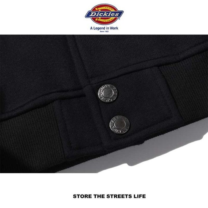 2020帝克Dickies 經典LOGO立領男女鈕扣棒球服衛衣外套 黑色 買三免運