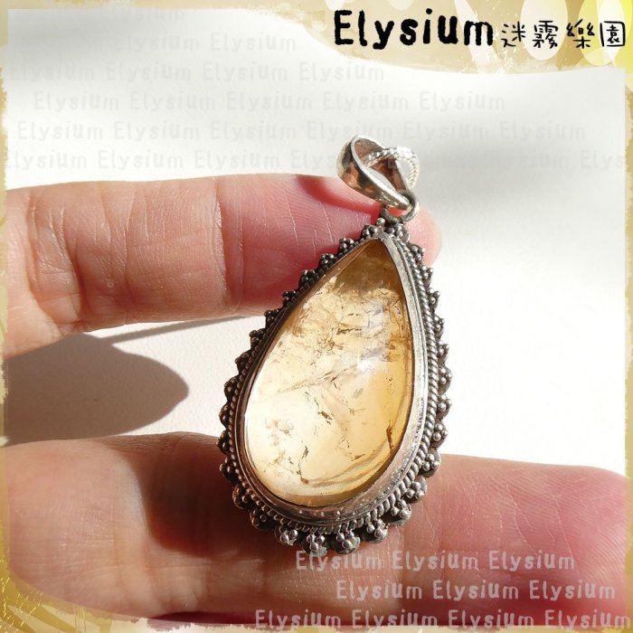 Elysium‧迷霧樂園〈PCI029B〉尼泊爾‧ 碎花邊水滴 光面 黃水晶925銀手工雕刻墜子/吊墜/項鍊