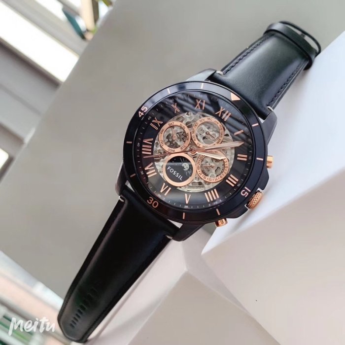 熱銷特惠 【FOSSIL 富思】Grant Automatic 鏤空機械錶-黑44mm ME3138明星同款 大牌手錶 經典爆款