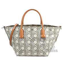 【茱麗葉精品】【全新商品】TORY BURCH 專櫃商品 139025 幾何印花帆布兩用托特包.咖邊 現貨