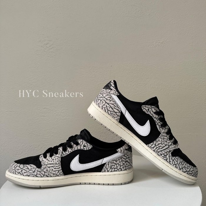 [二手] Nike Jordan 1 Retro Low OG 男象紋爆裂紋水泥低筒喬丹休閒鞋US9 CZ0790-001 (Z1419)