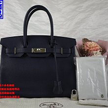 優買二手精品名牌店 HERMES BIRKIN TC 荔枝皮 30 AB 藍 桃 紅 紫 鉑金包 銀釦 內縫 全新品