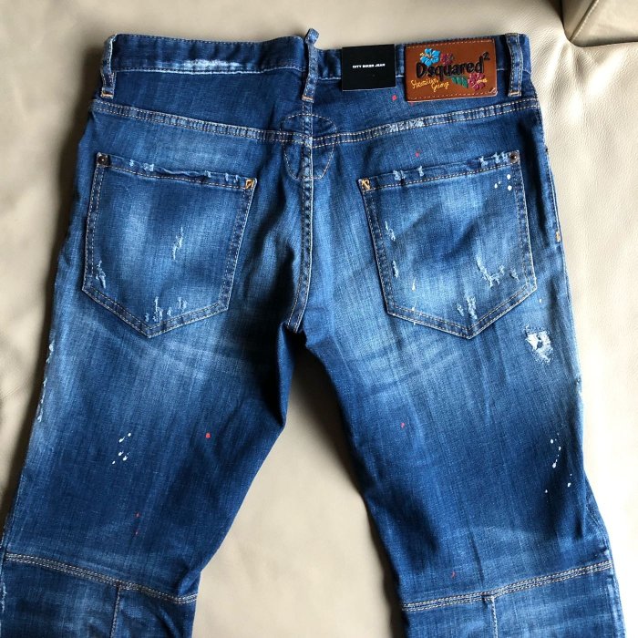 [品味人生]保證全新正品 Dsquared 2 D2 油漆  破 牛仔褲 size 48   CITY BIKER