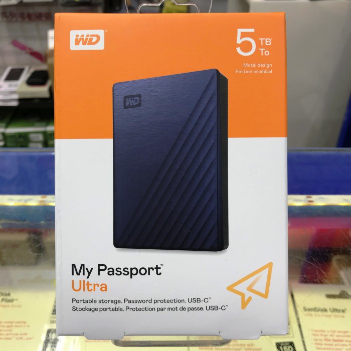 【公司貨】WD 威騰 My Passport Ultra 5T 5TB USB-C 2.5吋行動硬碟 金屬 外接式硬碟