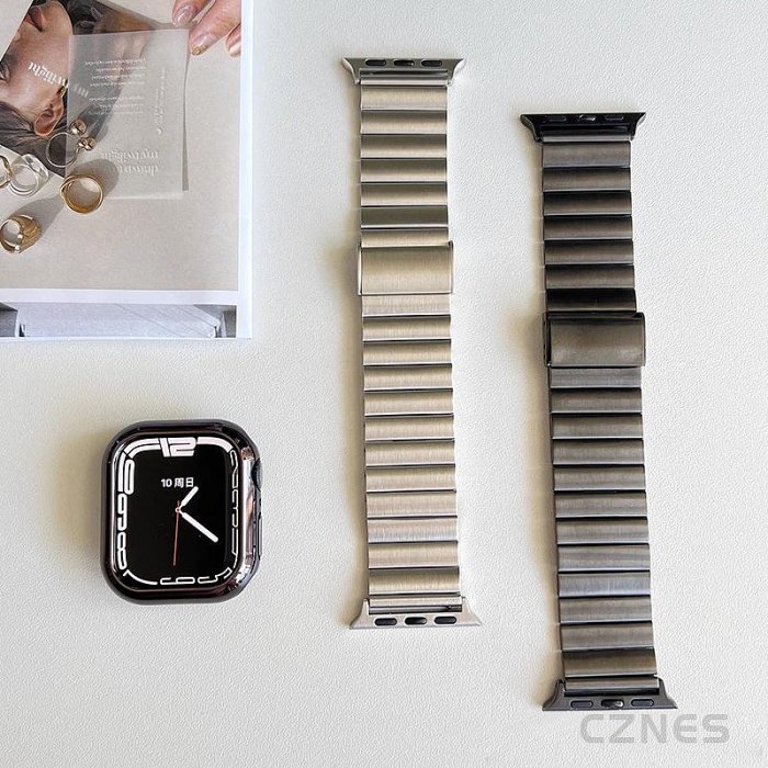 Apple Watch 不鏽鋼錶帶 S7 S8 S9 SE 竹節錶帶 45 44 41mm 40mm 女士錶帶