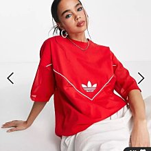 (嫻嫻屋) 英國ASOS-adidas Originals紅色圓領透膚袖上衣 ED23