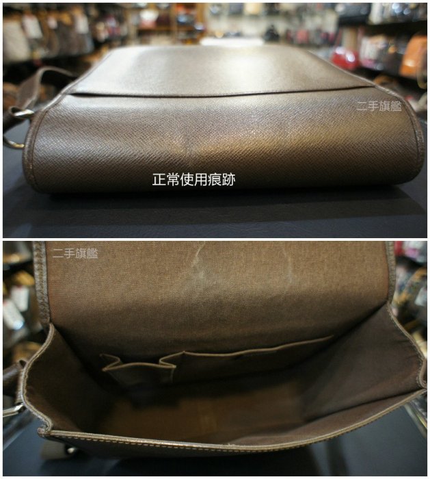 二手旗艦 LOUIS VUITTON LV 咖啡色 TAIGA 下釦書包/斜背包(中友店) 17801