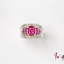 ＊奢華大道國際精品＊【J0955】1.71CT 天然紅寶石豪華造型白K金鑽戒 14號