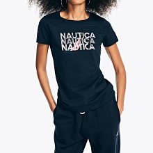 【NAUTICA女生館】【NAUTICA金屬感LOGO印圖短袖T恤】☆【NAG001H7】(XS-M)