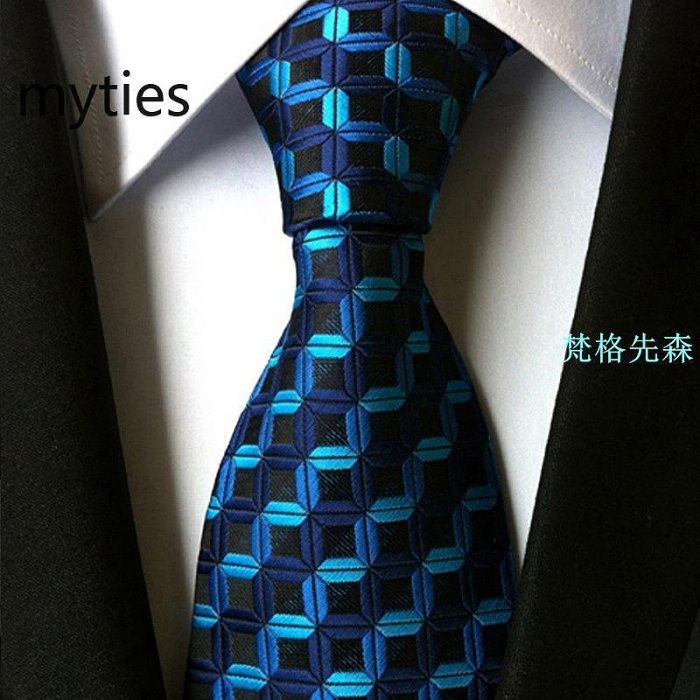 手打領帶 多種款式 超高質量 8cm男士领带 粉色蓝色红色绿色米色浅蓝格子条纹领带 領帶 結婚 學生 伴郎 领带