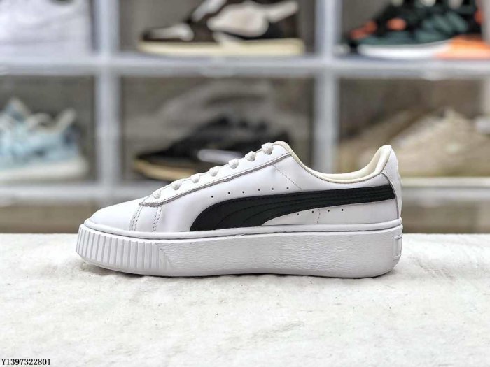 Puma Basket Platform Switch 黑白百搭  厚底增高休閒滑板鞋364040-05 女鞋