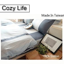 【MEIYA 小鋪】100%精梳棉 都會生活《 Cozy Life》雙人加大6X6.2尺薄床包三件組 ／無印IKEA風格