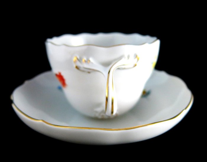 德國麥森Meissen 手繪五彩花咖啡杯盤組B