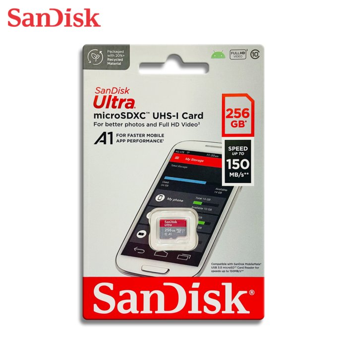 SanDisk【256GB】Ultra A1 microSD UHS-I 手機 記憶卡 (SD-SQUAC-256G)