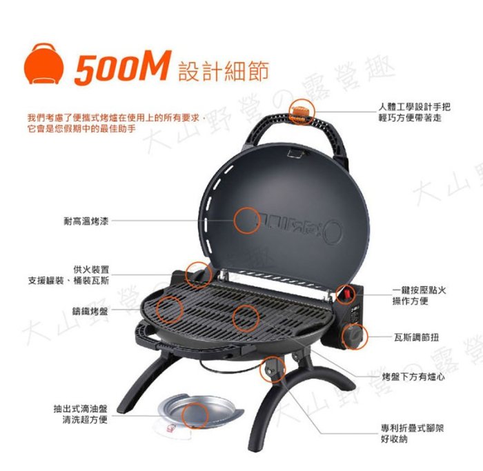 【大山野營】享保固 O-GRILL 500M-A 輕巧包套 六件組 可攜式瓦斯烤肉爐 行動烤箱 燒烤爐 防塵套 瓦斯噴槍