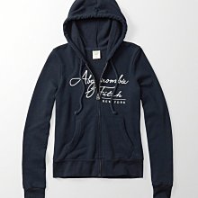 Maple麋鹿小舖 Abercrombie&Fitch ＊ AF 深藍色電繡字母連帽外套＊( 現貨S號 )