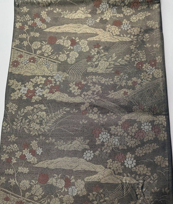 【茶】26-994 日本和服腰帶 名古屋帶 袋帶