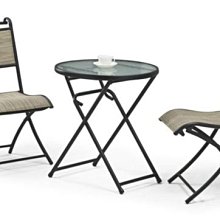 [家事達] 台灣OA-522-1/2 玻璃折合圓休閒桌+網布折合休閒椅組 餐桌椅組 特價