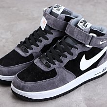 NIKE Air Force 107 Mid 黑灰 麂皮 時尚 低幫 滑板鞋 QT3369-996  男女鞋