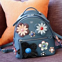 Fendi 8BZ036 Zaino floral-appliquéd backpack 花花後背包 藍