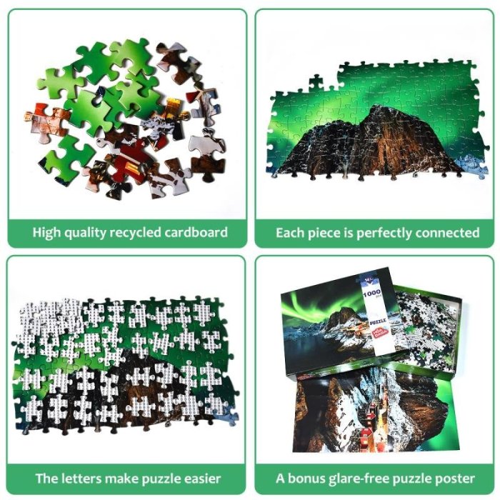 拼圖1000片紙質拼圖挪威的北極光成人解壓爆款現貨源頭工廠