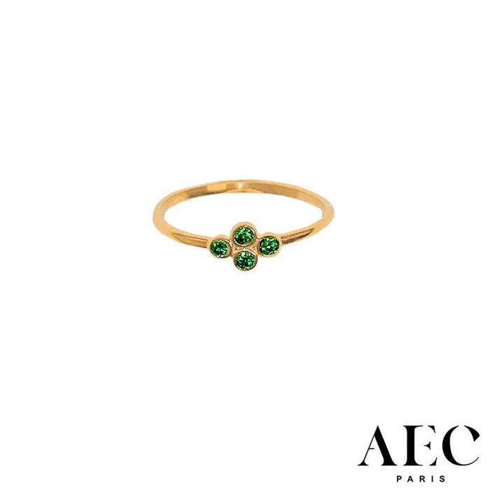 AEC PARIS 巴黎品牌 幸運草綠鑽戒指 簡約金色戒指 THIN RING ORITHYE