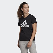 南🔥2022 8月 ADIDAS ESSENTIALS 短袖上衣 短T 高磅數 針織 大LOGO 女 黑 GL0722