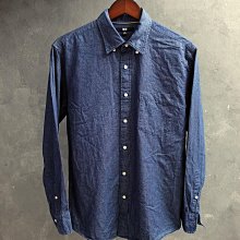CA 日本品牌 UNIQLO 藍底花紋 純棉 長袖襯衫 M號 一元起標無底價R69