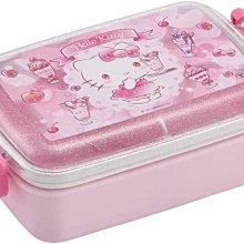 ♥小花花日本精品♥ Hello Kitty 方型透明雙扣便當盒 野餐盒 點心盒 抱蘋果圖樣 ~ 3