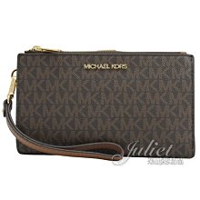 【茱麗葉精品】全新精品 MICHAEL KORS Jet Set Travel PVC手提式雙拉鍊中長夾.深咖/咖 現貨