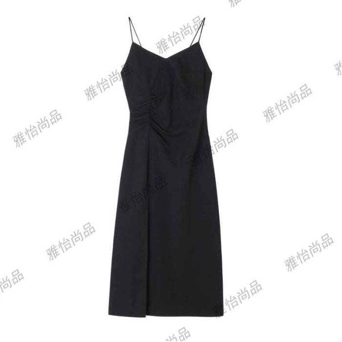 熱賣 2022年新款赫本風法式黑色吊帶長裙連衣裙子設計感小眾女裝春夏裝-