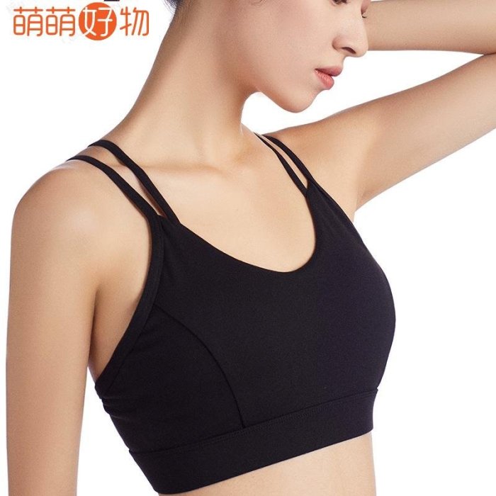 2022新款瑜伽服女 健身房運動速乾交叉美背內衣細肩帶性感內衣bra~萌萌好物