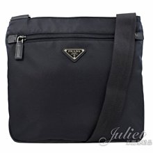 【茱麗葉精品】全新精品 PRADA 2VH563 三角LOGO尼龍帆布皮飾邊斜背包.深藍 預購無現貨