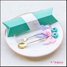 Sweet Love甜甜圈叉子湯匙 (Tiffany盒裝) 金色不鏽鋼水果叉 冰淇淋湯匙 節日贈品 來店禮物