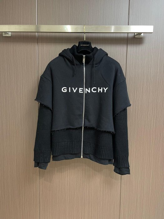 『名品站』Givenchy休閒外套 英倫風型男連帽外套 原單大牌 專櫃精品層疊連帽衛衣針織拼接夾克11AT965