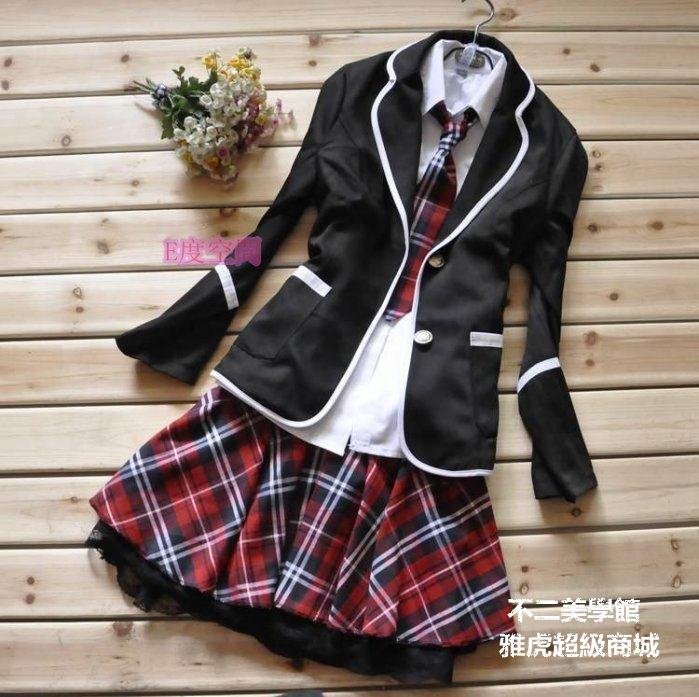 【格倫雅】^貴族氣質高校學生服四件套學生服學生制服 校服日韓校服套裝 表演服日韓校服學促銷 正品 現貨