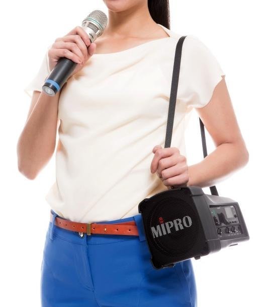 【民揚樂器】手提無線擴音機 MIPRO MA100DB 迷你肩掛式無線喊話器 教學機 內建USB 附兩支無線麥克風