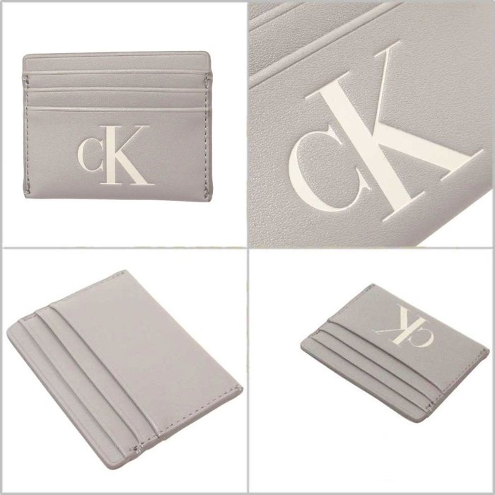 【CK皮夾館】☆【Calvin Klein 大CK LOGO壓紋名片夾/信用卡夾/零錢包】【CKW001K9】(灰色)