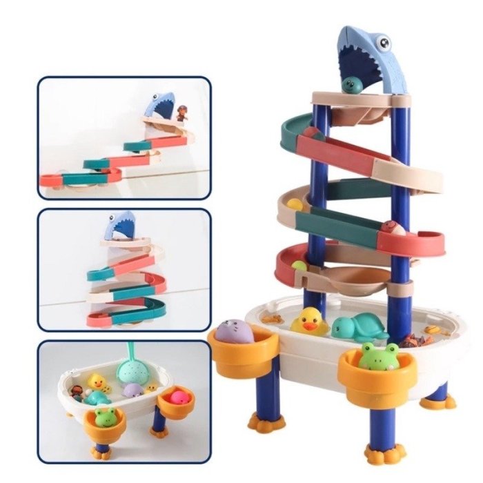 大象玩沙玩水10件組 兒童玩具 多功能玩具 軌道 積木 玩水玩具 玩沙玩具 洗澡玩具 玩具行李箱 噴水玩具