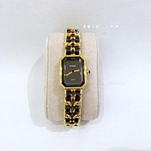 遠麗精品(板橋店)S4103Chanel Premiere皮穿鏈金色首映錶S碼