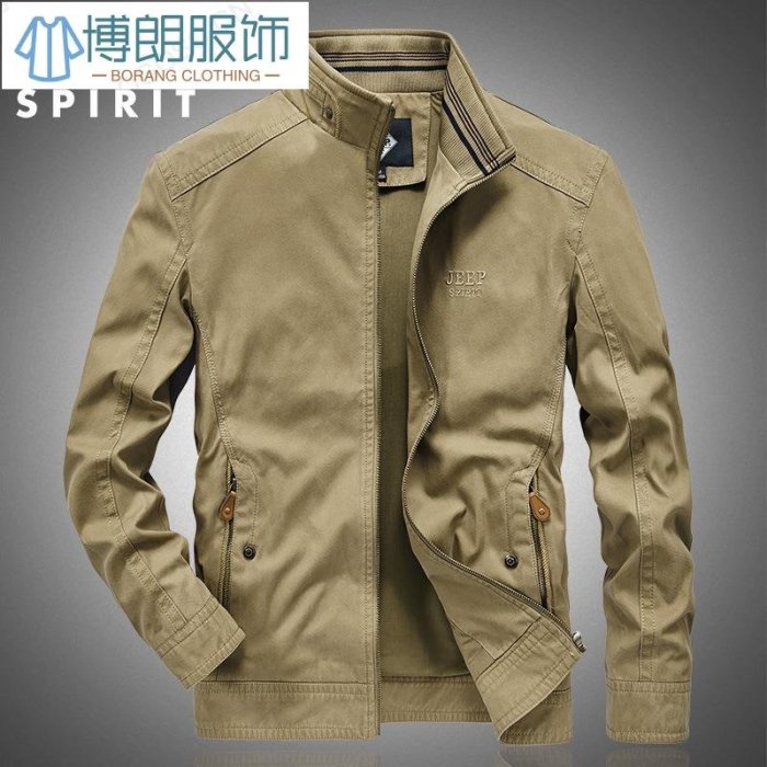 Jeep SPIRIT 秋冬夾克男大衣軍裝外套男寬鬆純棉風衣加大碼 6XL-博朗服飾