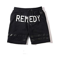 【HYDRA】REMEDY 春夏 PU 人工皮革 LOGO 印花 條紋皮革時尚 棉質 短褲 M L XL