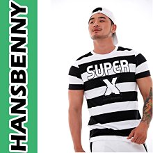 【現貨正品】 HANSBENNY SUPER系列 黑白條紋T恤 運動 休閒T恤 海灘 健身T恤 背心 短T 型男