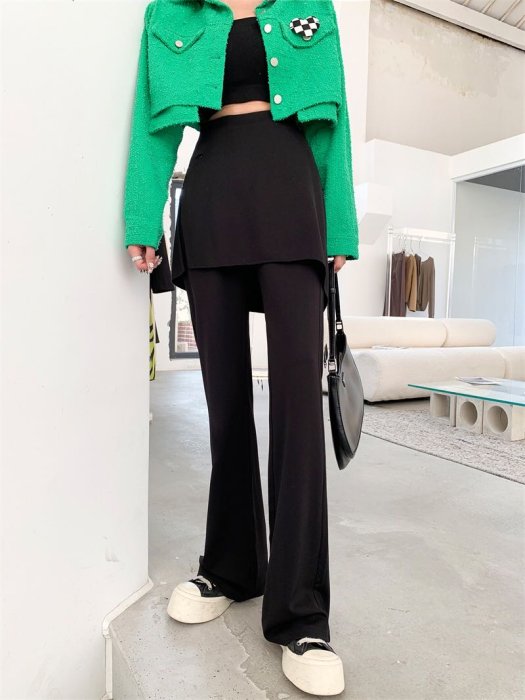 PapaDarling 22SS 設計師品牌 時尚高腰休閒垂感兩件套顯瘦微喇叭褲