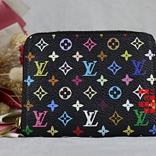 ☆優買二手精品名牌店☆ LV M93740 黑彩 原花 黑花 村上隆 拉鍊 零錢包 短夾 錢包 信用卡夾 皮夾 名片夾