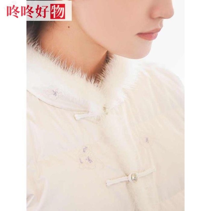 【最新款服飾2022年冬季新款新中式復古中國風改良版棉衣棉服加厚保暖白色上衣~咚咚好物