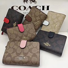 NaNa代購 COACH 53562 新款Pvc拼皮女士中夾 拉鏈隔層可放零錢 多卡位 附購證 25937 53436